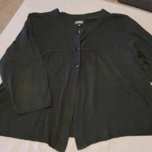 Black blousy cardigan with satin buttons -- Avenue